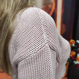 Светр жіночий мілка вязка виворітна спущений рукав 42/46 пудра, фото 6