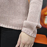 Светр жіночий мілка вязка виворітна спущений рукав 42/46 пудра, фото 5