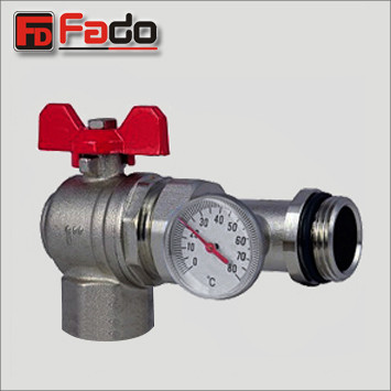 Кран американка FADO 1" кутовий з термометром, фото 1