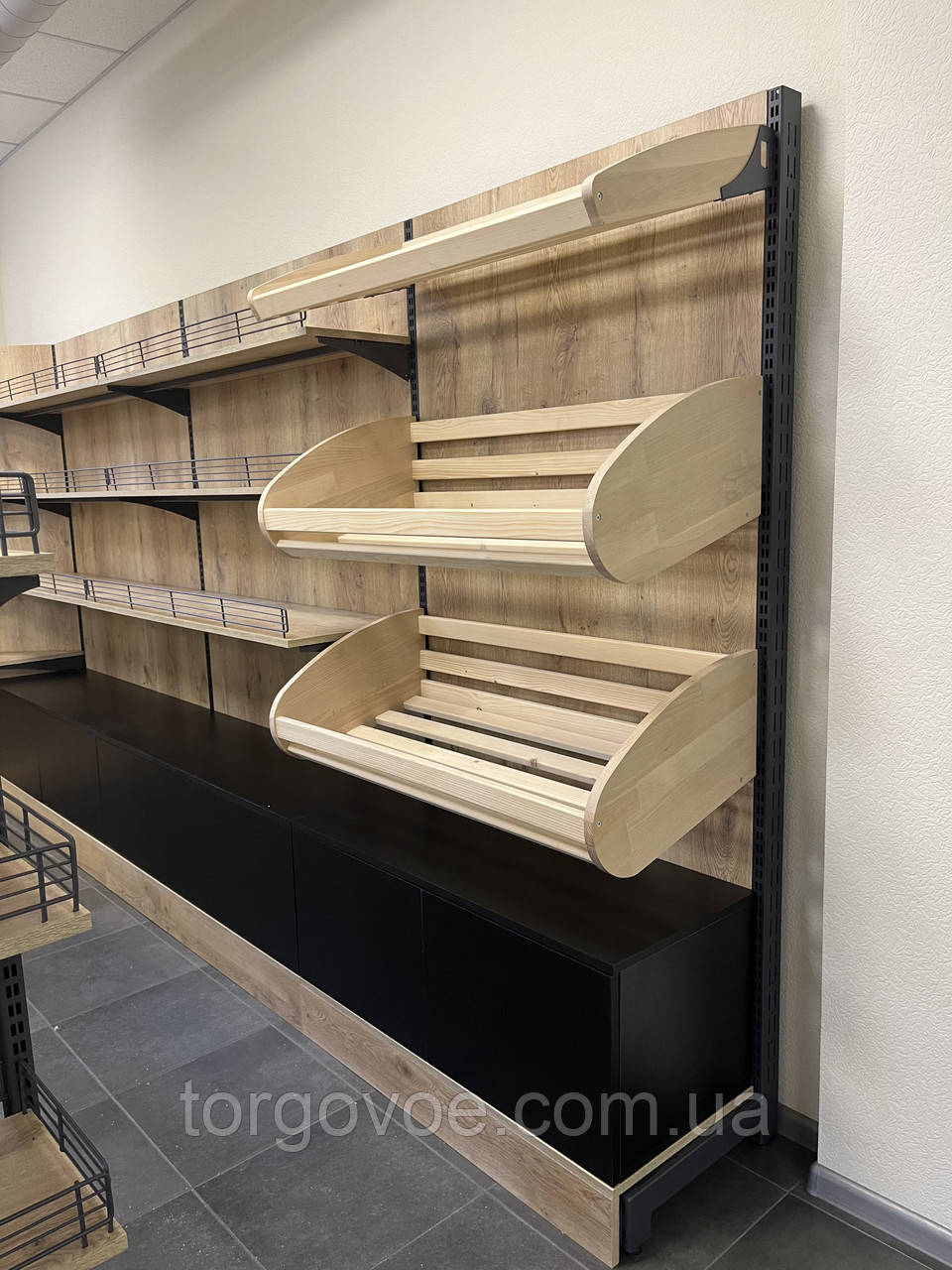 Стелаж торговий у магазин для хліба, булочних виробів. Торговий стелаж хлібний., фото 1