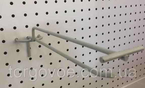 Гачок одинарний з ценникодержателем на сітку/перфорацію 25 см, товщина 5мм., фото 1