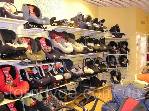 Стелаж для дитячих автокрісел і переносок. Стелажі торговельні ВІКО для дитячого магазину., фото 1