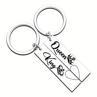 Парні брелки  King/ Король  Queen/ Королева  для двох закоханих з нержавіючої сталі