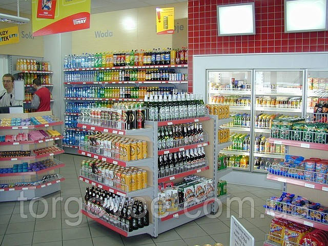 Нові торговельні острівні стелажі WIKO (ВіКО) у магазин за АЗС. Полиці для стелажу в магазин, фото 1