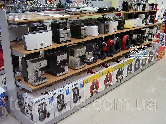 Стелаж торговий ВІКО під побутову техніку й електроніку. Індивідуальні рішення для магазинів побутової техніки, фото 1