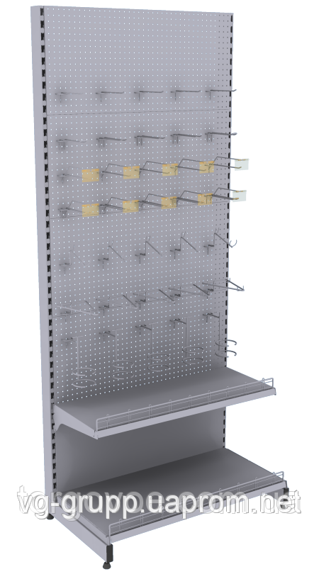 Стелажі торговельні з перфорацією в магазин. Перфорований стелаж для магазину. Торгові стелажі WIKO, фото 1
