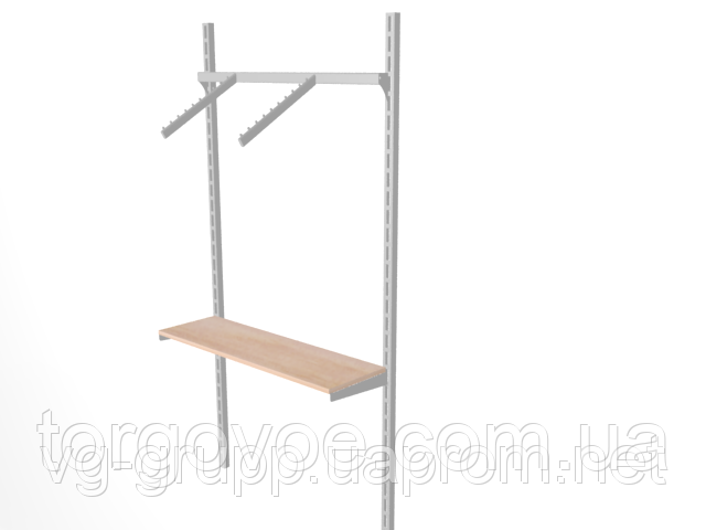 Стелажі торговельні для магазину одягу Стійка з рейками, вішалами, полицею. WIKO Киев, фото 1