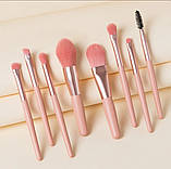 Набір пензликів для макіяжу у футлярі, колір  пудра 8 шт, фото 4