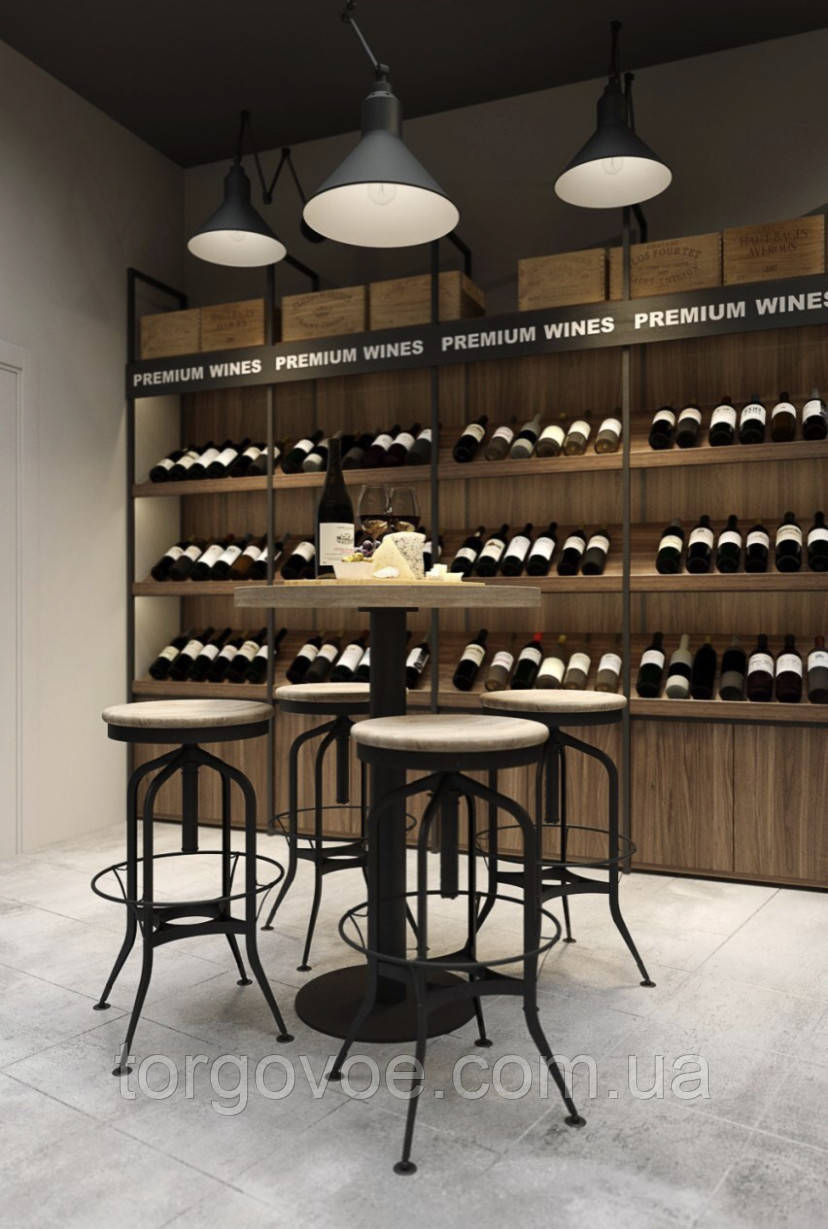 Пристінний стелаж торговий під алкогольну продукцію. Стелажі односторонні в алкомаркет, фото 1