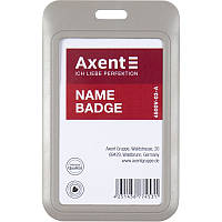 Бейдж-слайдер вертикальний, теплий сірий, без шнурка 4500V-03-A, (54*85мм), AXENT