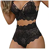 Жіноча білизна з високими трусиками ззаду на зав'язках чорного кольору, фото 2