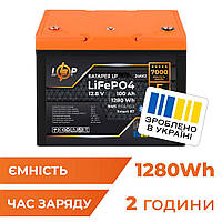 Акумулятор LiFePO4 LogicPower 12,8V - 100 Ah (1280Wh) (BMS 100A/50А) пластик Smart BT