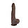 Коричневий реалістичний двошаровий фалоімітатор, Великий дилдо з мошонкою на присосці (25.5 см), фото 2