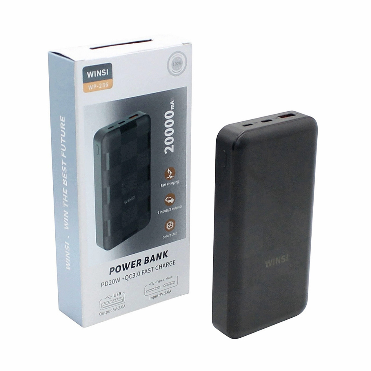 Power bank 20000 mah PD 20W Портативний зарядний пристрій якісний повербанк зі швидкою зарядкою