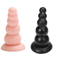 Силиконовая анальная пирамида на присоске 14 см, Пробка для фистинга с ограничителем JBL