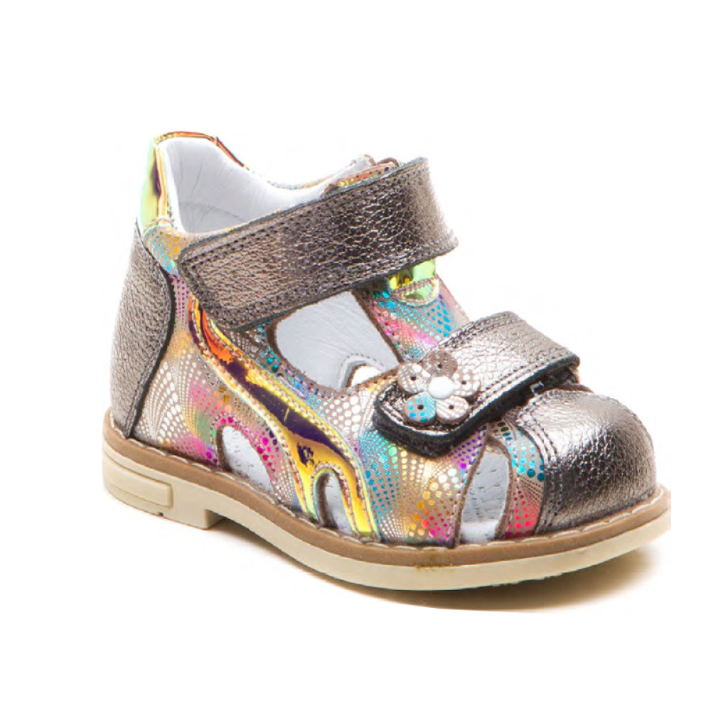 Дитячі ортопедичні босоніжки Ortomedica 220-05 анатомічні ,срібло, низькі