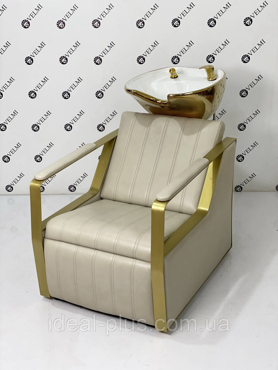 Перукарська мийка з кріслом Bronx Lux мийка для перукарських салонів з керамікою GOLD VM2045-G, фото 1