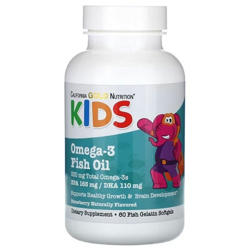 Вітаміни омега 3 для дітей California Gold Nutrition KIDS Omega-3 Fish Oil (60 капсул.), фото 1
