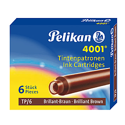 Чорнильні картриджі Pelikan 4001 TP/6 Brilliant Brown 6 штук, короткі, колір коричневий, 311924