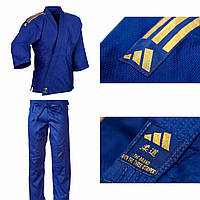 Кімоно для дзюдо адідас тренувальне синє із золотими смугами на плечах Adidas J350BP підвищеної щільності