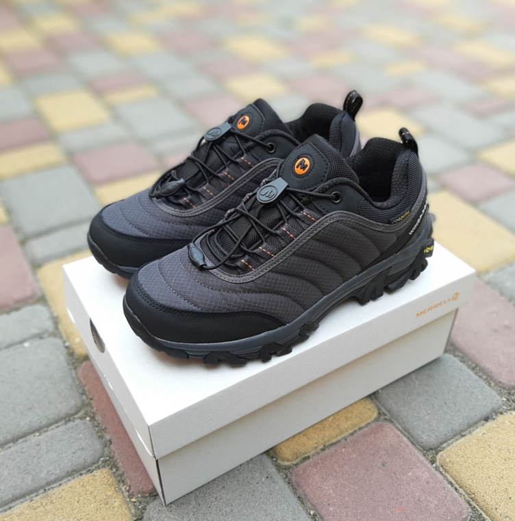 Чоловічі зимові термо Merrell Vibram Cordura кросівки Мерел Вібрам теплі на флісі коричневі сірі осінь зима