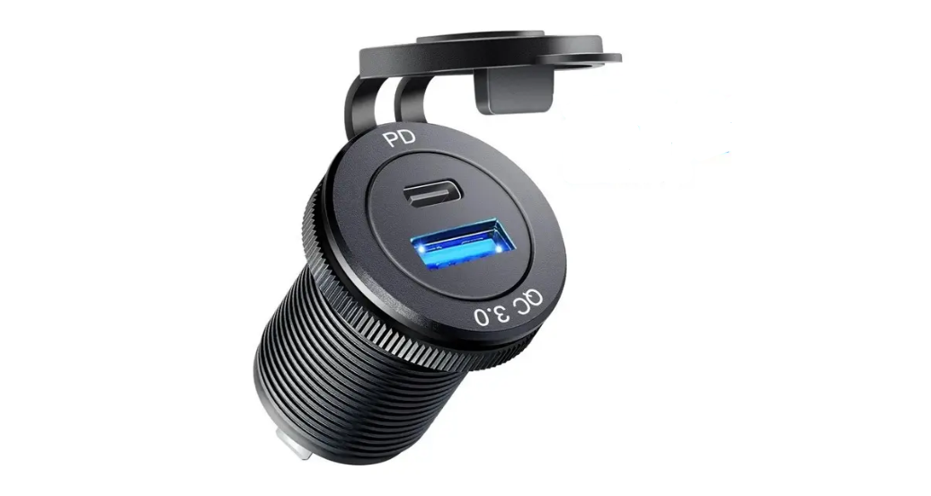 Автомобільна зарядка 1 - USB, 1- typ-c (12-24 В) Quick Charge / врізна розетка / адаптер живлення USB