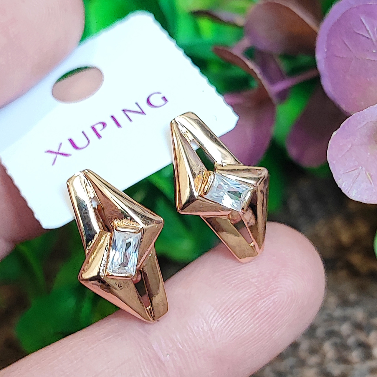 Сережки Xuping довжина 1.9см ширина 12мм медичне золото позолота 18К с1520
