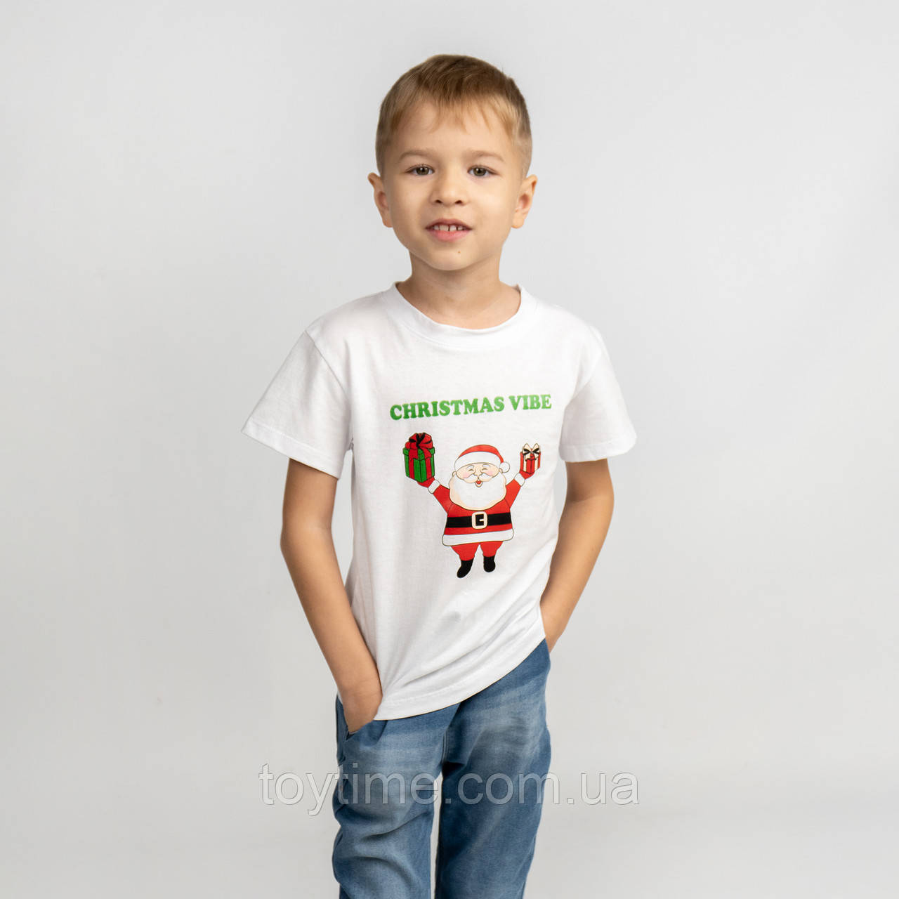 Футболка дитяча новорічна з принтом Santa, фото 1