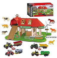 Будиночок фермера / Тваринки, діжки, трактор з причепом