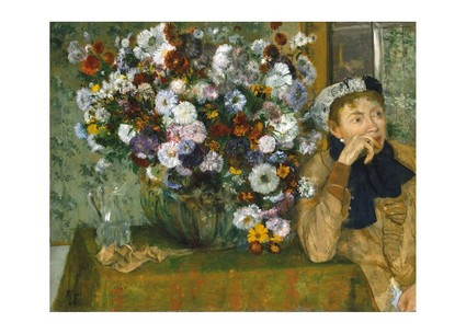 Листівка Edgar Degas - Woman Seated by a Vase of Flowers, фото 1