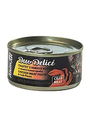 AnimAll вологий корм для котів. Мікс Дуо Деліс. Мясна із качки зі шматочками краба 80г