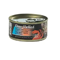 AnimAll вологий корм для котів, Мікс Дуо Деліс, Мясна паста із тунця зі шматочками краба 80г