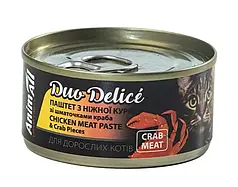 AnimAll вологий корм для котів - Мікс Дуо Деліс, Мясна паста з курки зі шматочками краба 80г