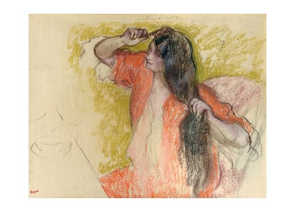Листівка Edgar Degas - Woman in Red Bathrobe Combing her Hair, c. 1889, фото 1