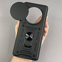 Чехол для Xiaomi Redmi 14C противоударный с подставкой со шторкой на телефон сяоми редми 14с черный crt