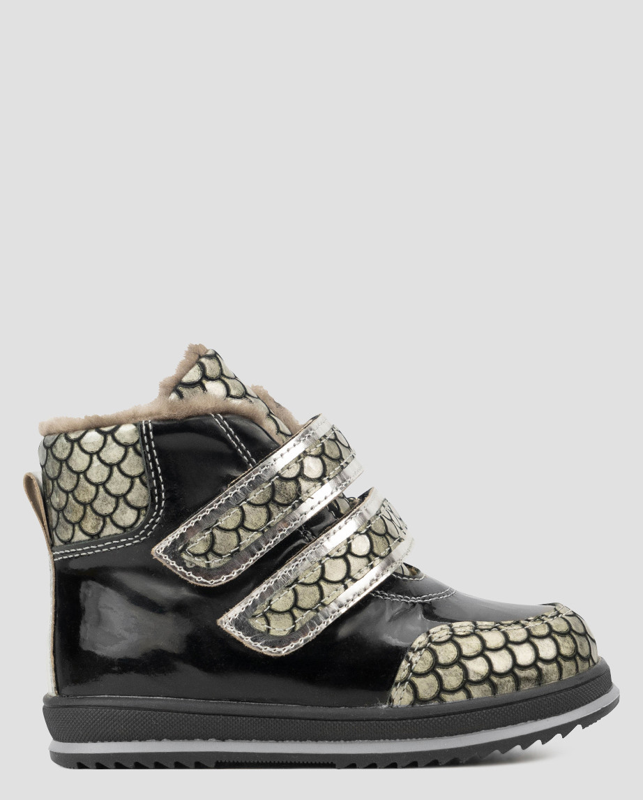 Черевики низькі дитячі для дівчаток чорні натуральна шкіра лакована Україна Miracle — розмір 25 (16,4, фото 1