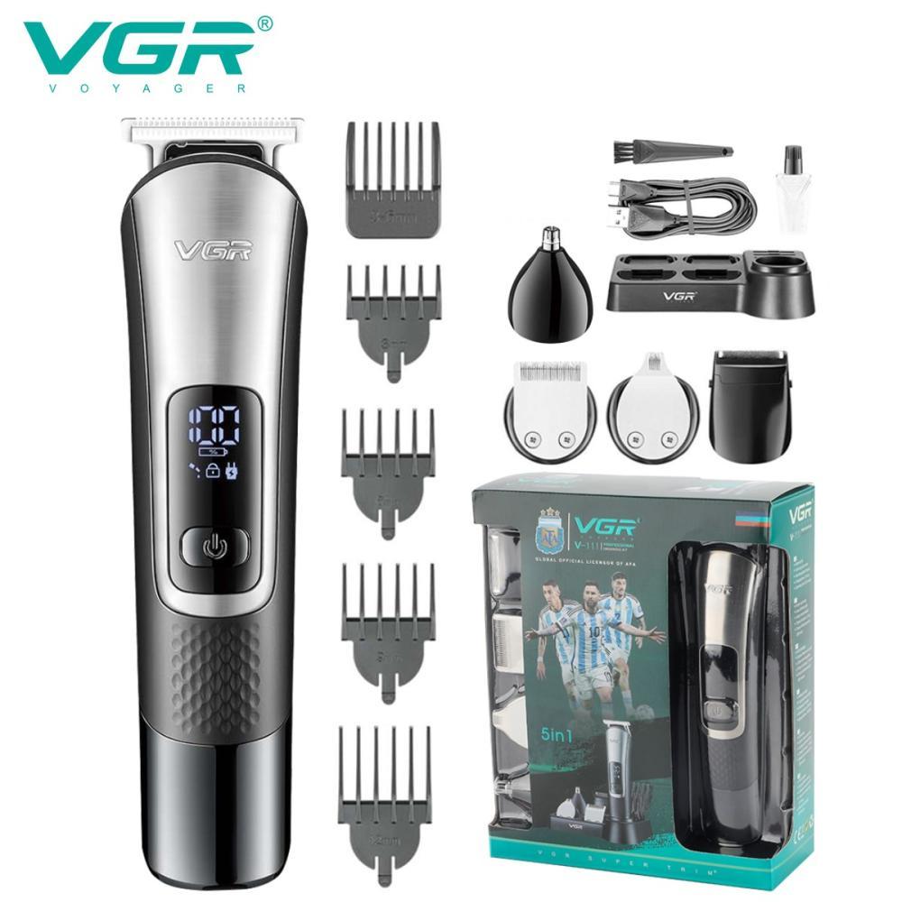 Набір для стрижки VGR 5 в 1 V-111, 9 насадок, LED display