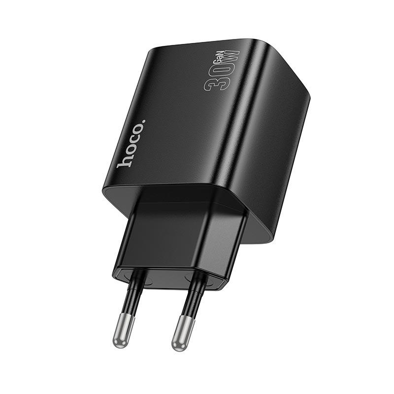 Адаптер мережевий HOCO Fundador N56, 2 USB, 2Type-C, QC, чорний, фото 1