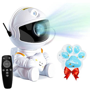 Проектор зоряного неба Космонавт + Подарунок Іграшка Лапка сквіш / Дитячий світильник із проекцією космосу