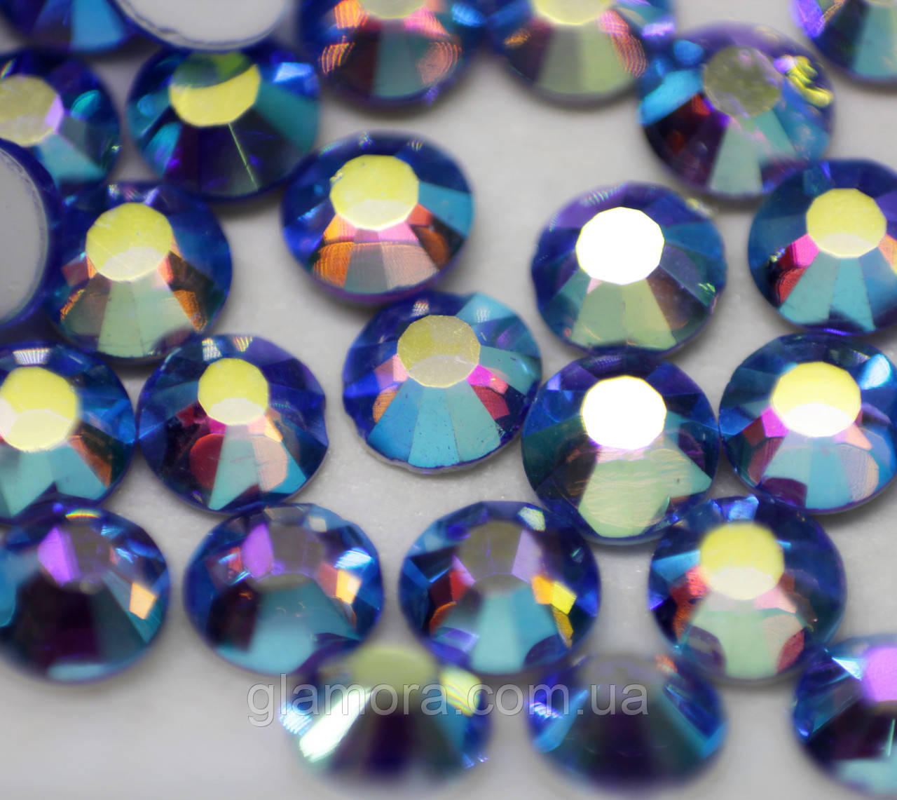 Стрази ДМС+ (Корея).Lt Sapphire AB ss16(4mm).Цина за 100 шт.