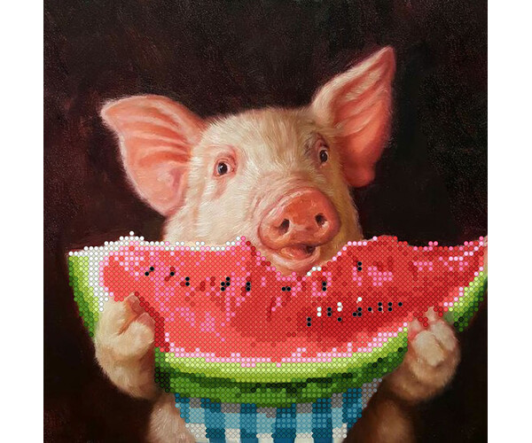 Схема для вишивання бісером POINT ART Щасливий свин, розмір 19х19 см, арт.1926, фото 1