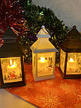 Новорічний декоративний світильник-ліхтарик "Будиночок" білий, фото 4