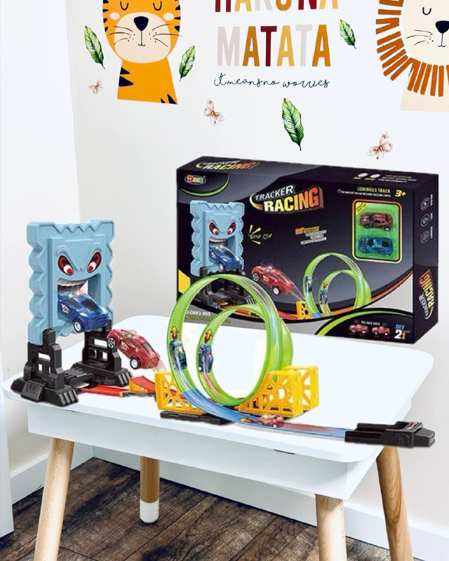 Дитячий Гоночний Трек який світиться в темряві D663-606 неоновий з 2 машинками, фото 1