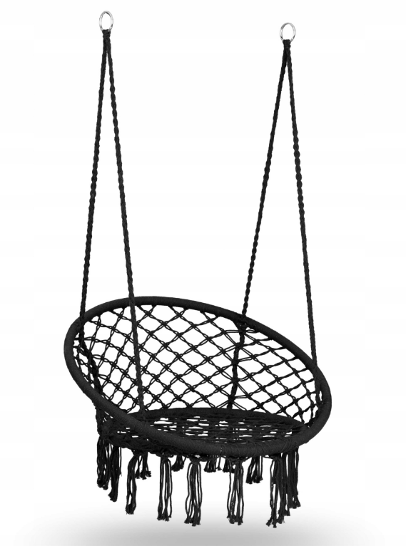 Гойдалка гніздо зі спинкою 80 см плетена BOHO Вlack (290000), фото 1