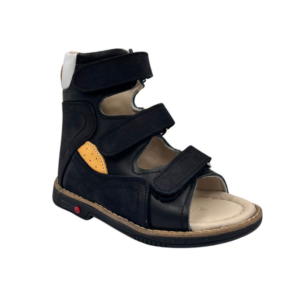 Ортопедичні босоніжки дитячі Ortomedica 2801 чорні, 3 липучки