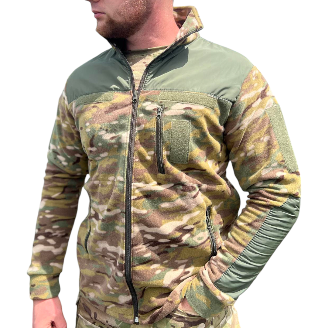 Флісова кофта тактична з накладками мультикам, фото 1