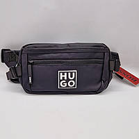 Сумка бананка Hugo Boss чорна текстильна