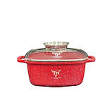 Каструля-казан квадратна та антипригарним гранітним покриттям TK-00054 2,7 л 20 см червоний, фото 2