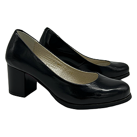 Туфлі човники жіночі з лакової шкіри чорного кольору на підборах 6 см“Style Shoes”