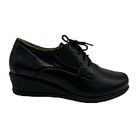 Шкіряні туфлі на танкетці жіночі чорного кольору “Style Shoes”, фото 3